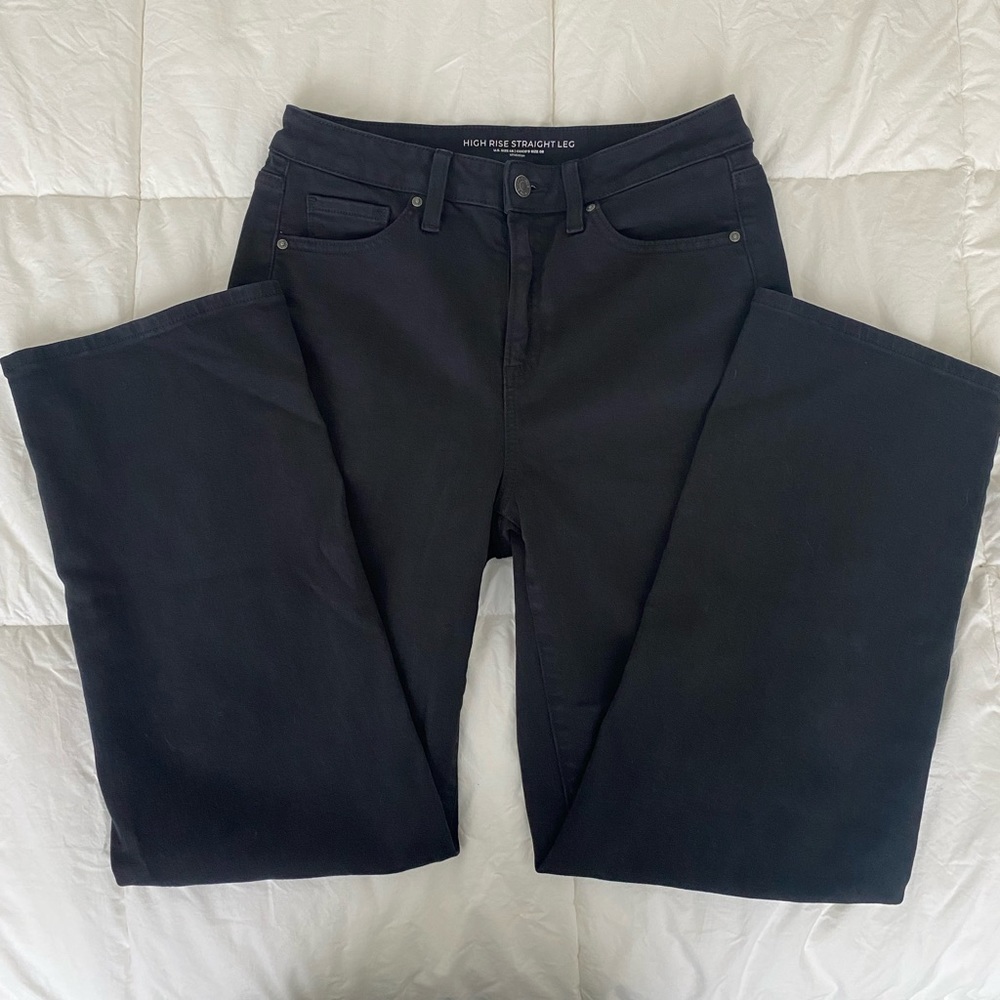 Chico’s high rise, straight leg black jeans, size 4